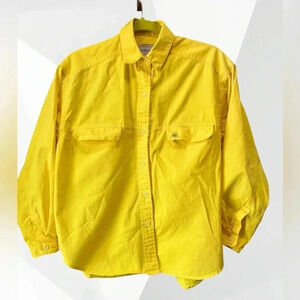 True vintage Logo Mens button down 1980's FORENZA neon yellow OXFORD-M